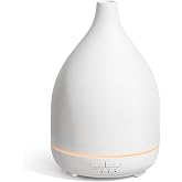 InnoGear 300ml Ceramic Essential Oil Diffuser, Diffusers for Home, White | Ceramic Stone Cover, Cool Mist Humidifier, Aromatherapy, 7 Colors Light, Up to 10hrs, Large Room, Ultrasonic, Quiet, Auto Off