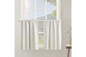 PANELSBURG Ivory Small Tier Curtains 36 Inch Length for Nursery RV Half Door Windows Set 2 Panels Blackout Thermal Insulated Rod Pocket Off White Cream Short Cafe Curtain 36 Inches Long for Kitchen Bathroom