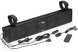 BOSS Audio Systems BRT26A ATV UTV Sound Bar - 26 Inch Wide, 4 Inch Speakers, 1 Inch Soft Dome Tweeters, Full Range, IPX5 Weatherproof, Bluetooth, Built-in Amplifier, Golf Cart Compatible