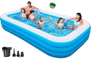 BEFAMALI Large Inflatable Pool with Pump - 130'' x 72'' x 22'' Family Swimming Pool for Adults, Thickened Blow Up Above Ground Pool for Backyard, Garden, Outdoor