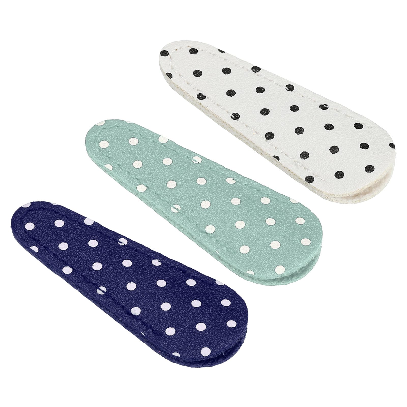 PATIKIL 2.6" x 1" Scissors Sheath, 1Set/3Pcs Polka Safety Scissors Cover Protector Leather for Sewing Lovers Embroidery Needlework Crewel and Sewing, White & Green & Blue