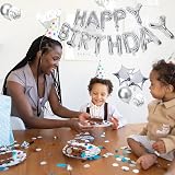 Kriovoa Silver Happy Birthday Balloons Banner Party Decorations Set view 3