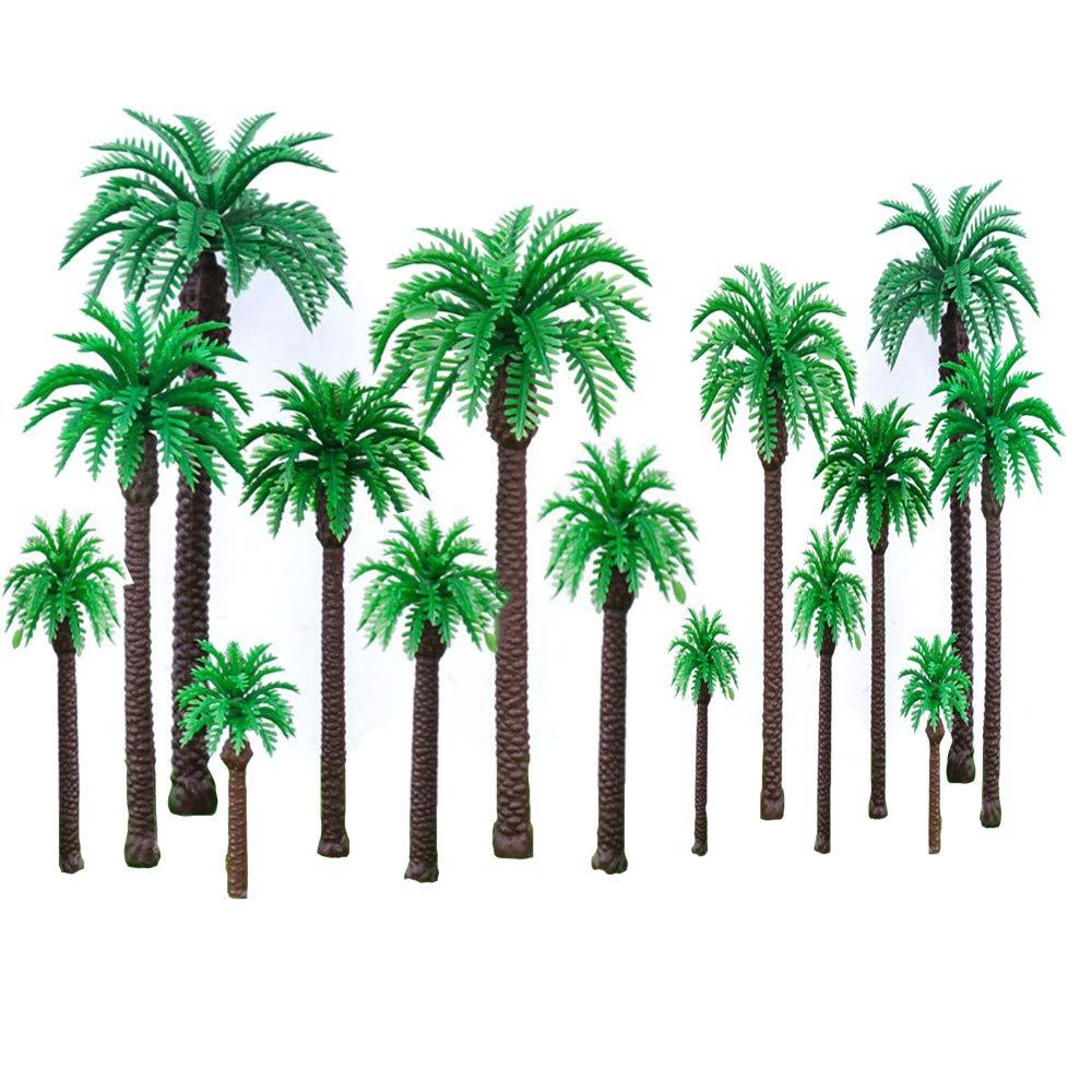20 Pcs Ature Coconut Tree Model Plastic Artificial Tree DIY Landscape 3d Model For Artificial Rainforest Layout A Total Of 5 Sizes