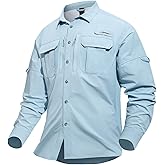 Haimont Men's Sun Protection Button Down Shirts Long Sleeve Hiking Fishing Travel Shirt Quick Dry Outdoor Top