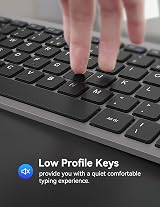 TECKNET 2.4G Wireless Keyboard Grey Ultra Slim 14 Shortcuts 12 Month Battery view 4
