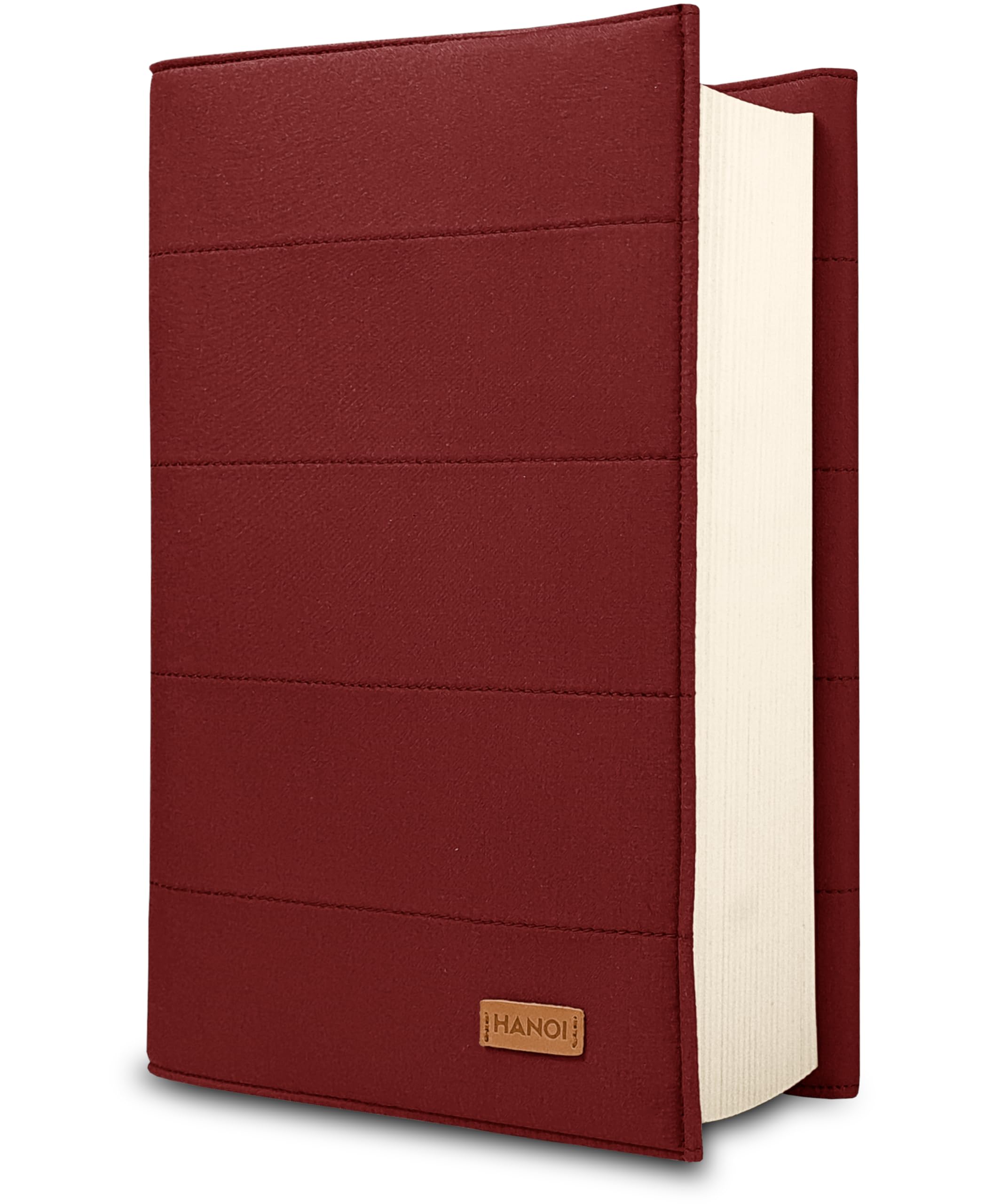 HANOI Collection® Adjustable™ Padded Book Sleeve, Book Protector, Padded Book Cover for Hard Covers and paperbacks. (Dark Red, Large)