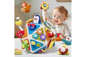 Vanvimen 20-in-1 Toddler Busy Board Activity Cube Toys, Montessori Toy for 1 2 Year Old Boys Girls Kids, Early Educational Active Toy for Toddler 1-3, Christmas Toys Gifts for 1 2 Year Old Boy Girl