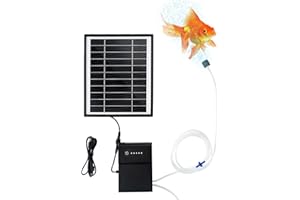 QCBF 5W solar aerator for pond, 3 operating modes, large capacity battery included, 2 bubble stones, solar air pump for fish pond hydroponics