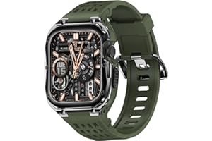 MOFREE Stainless Steel Case with Band Compatible with Apple Watch Band 45mm 44mm, Men Rugged TPU Sport Strap with Metal Protector Bumper Case for iWatch Bands Series 9/8/SE2/7/6/SE/5/4