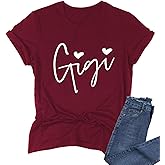 BABEGO Womens Gigi Heart Shirts for Grandma Cute Funny T-Shirts Graphic Tees Short Sleeve Tops