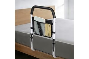 BQKOZFIN Bed Rail for Seniors - 300lb Capacity Adjustable Safety Assist Rail with Storage Pouch, Height Adjustable Handle for