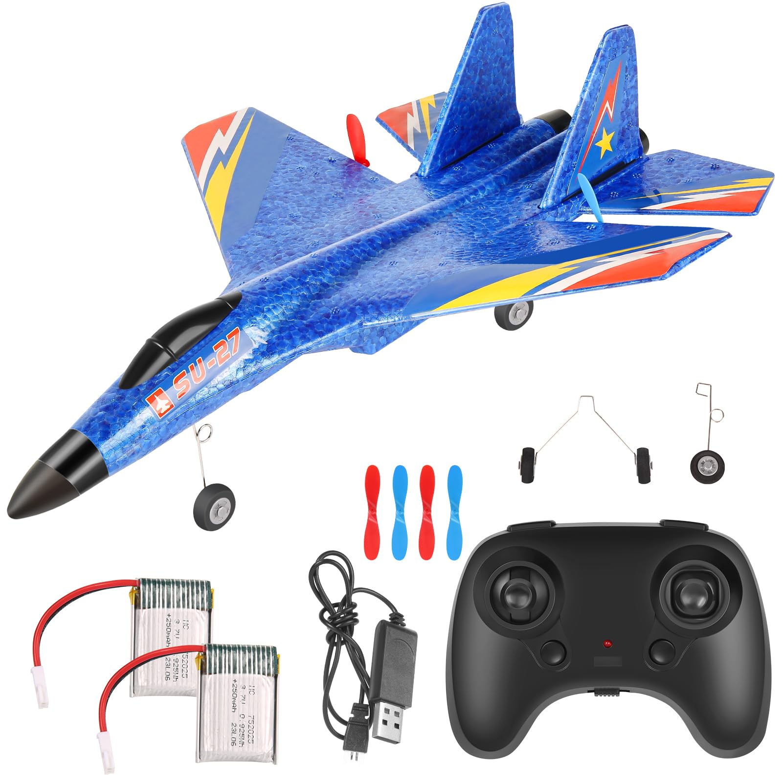 Liamostee RC Airplane, Remote Control 2CH 2.4Ghz F22 Fighter Jet Toy, Foam RC Plane with Lights, 6-Axis Gyroscope, For Kids (3+), Unisex