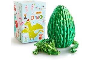 LEWELLRY OasisLuxe Dragon Egg,15in Crystal Dragon,Articulated Dragon, Fidget Toys for Autism/ADHD,3D Printed Gift Toy, Executive Desk Toys,Home Office Decor, Yellow-green