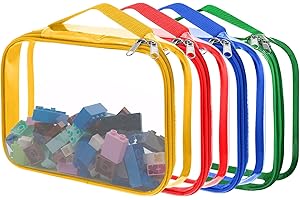 ZZFENGKR 4 Packs Toy Storage Bags, Clear Pvc Zipper Bags for Organizing, Waterproof Toy Bags for Board Games, Building Blocks, Puzzles, Small Toys