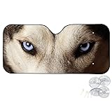 Suobstales Husky Eye Print Car Front Windshield Sun