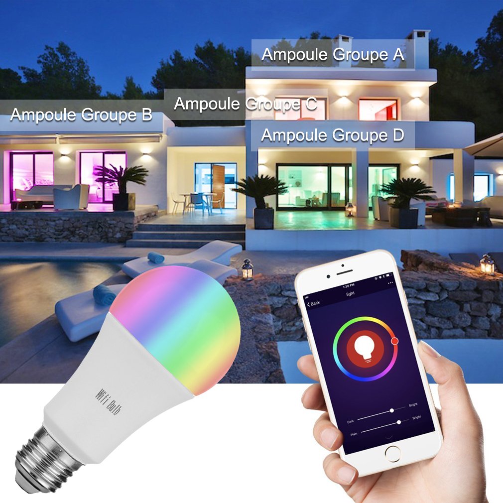 MARRYME Ampoules LED Connectées Wi-Fi E27,7W équivalent 65W Smartphone Télécommande Ampoules Intelligente Compatible avec Google Home/Amazon Echo Alexa Millions Couleurs