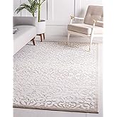 Unique Loom Rushmore Collection Area Rug - Johnson (10' x 13' 1" Rectangle, Snow White/ Beige)