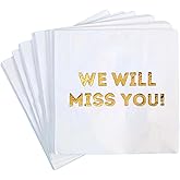 We Will Miss You Cocktail Napkins - 50 Pack White - Farewell, Going Away, Retirement Party Decorations Supplies, Coworkers Le