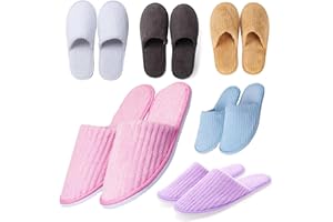 LILIGLORIS 6/10/12 pairs Spa Slippers for Guests, Washable Reusable Disposable Slippers for Women Men, Jacquard Fleece Closed-Toe Design for Hotel, Bathroom, Bedroom, Wedding, Travel, SPA Bulk Slippers for Guest Use