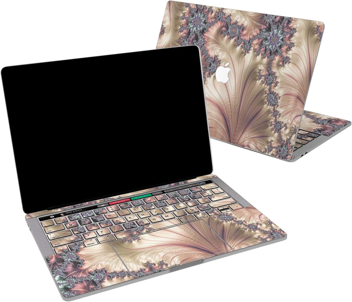 Lex Altern Vinyl Skin for MacBook Air 13 inch Mac Pro 16 15 Retina 12 11 2020 2019 2018 2017 Rose Gold Fractal Abstract Pearl Paint Art Luxury Keyboard Decal Sticker Designed Wrap Laptop Trackpad