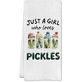 SereneHanctuary Winter Pickles Kitchen Towels, Pickle Gifts for Women Dish Tea Towels, Gifts for Pickle Lovers Decorative Hand Towel for Kitchen, 16x24 Inch