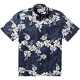 Reyn Spooner Men's 50th State Flower Button Front Shirt, Navy, Small