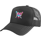 Baseball Home Plate with Crossed Bats Design Trucker Hat with Adjustable Mesh Back