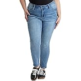 ROYALTY FOR ME Women's Plus High Rise Curve Confidence Wannabettabutt Skinny Jeans, Light Blue, 20W