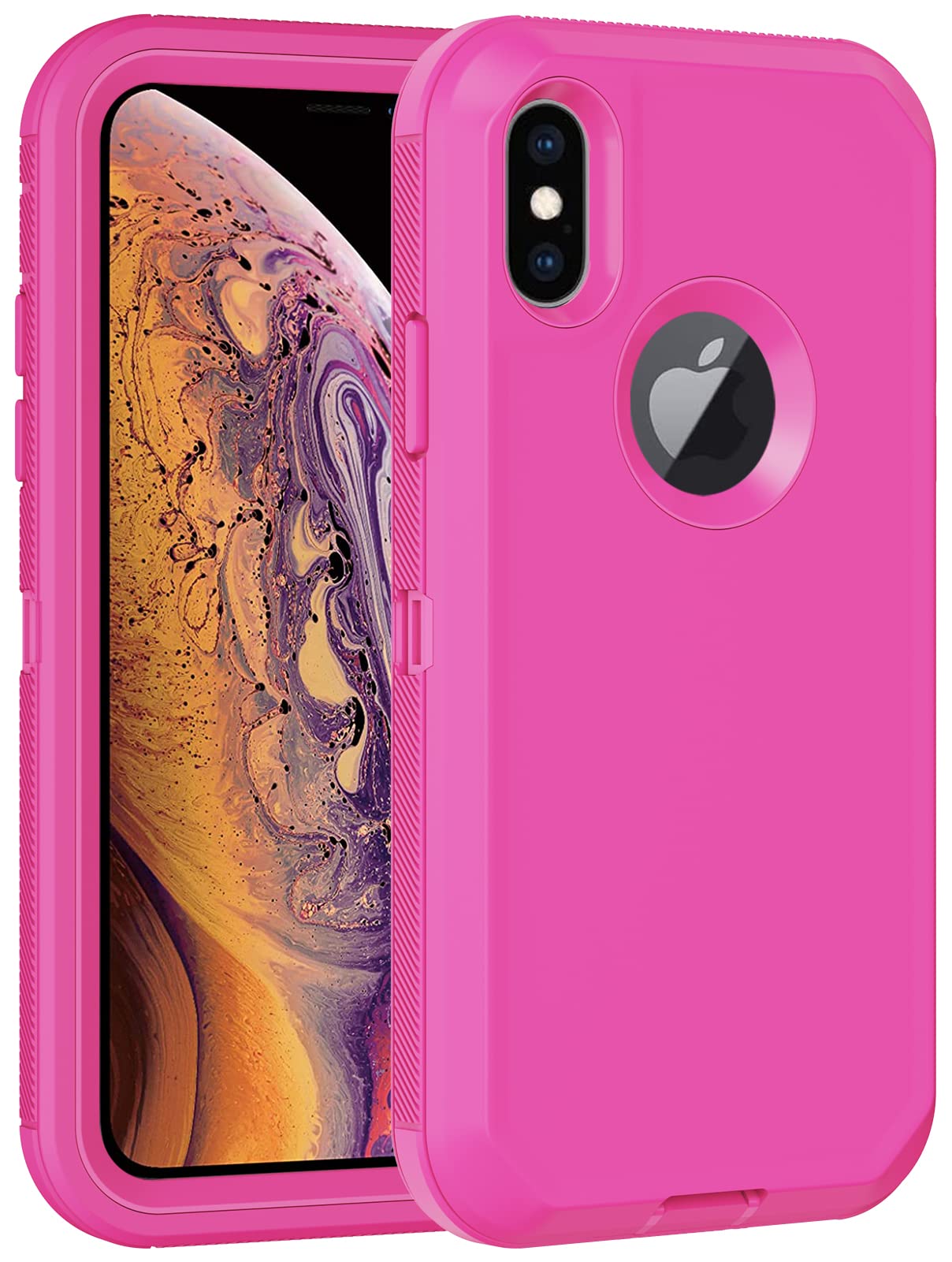 Aimoll-88 for iPhone Xs Max Case, with Built in Screen Protector Heavy Duty Drop Protection, Full Body Rugged Shockproof Dust Proof Tough Protective Phone Cover for Apple iPhone Xs Max Rose