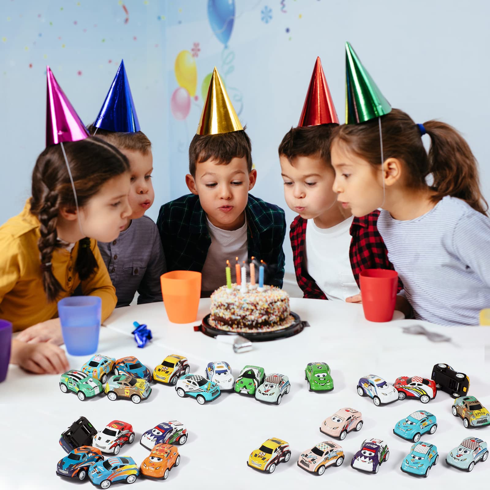 36PCS Mini Pull Back Cars for Kids Toddlers 3-5 4-8 Years Old, Race Cars Party Favors Bulk Vehicles Set, Classroom Prizes Box Pinata Fillers for Boys and Girls