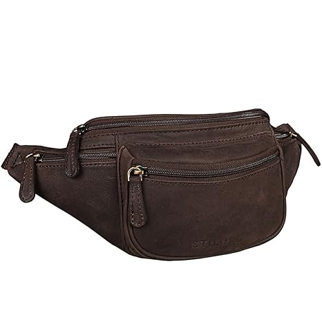 STILORD 'Eliah' Vintage Gürteltasche Leder Bauchtasche Hüfttasche Kamera Handy Reise Festival Unisex Echtleder, Farbe:matt - 