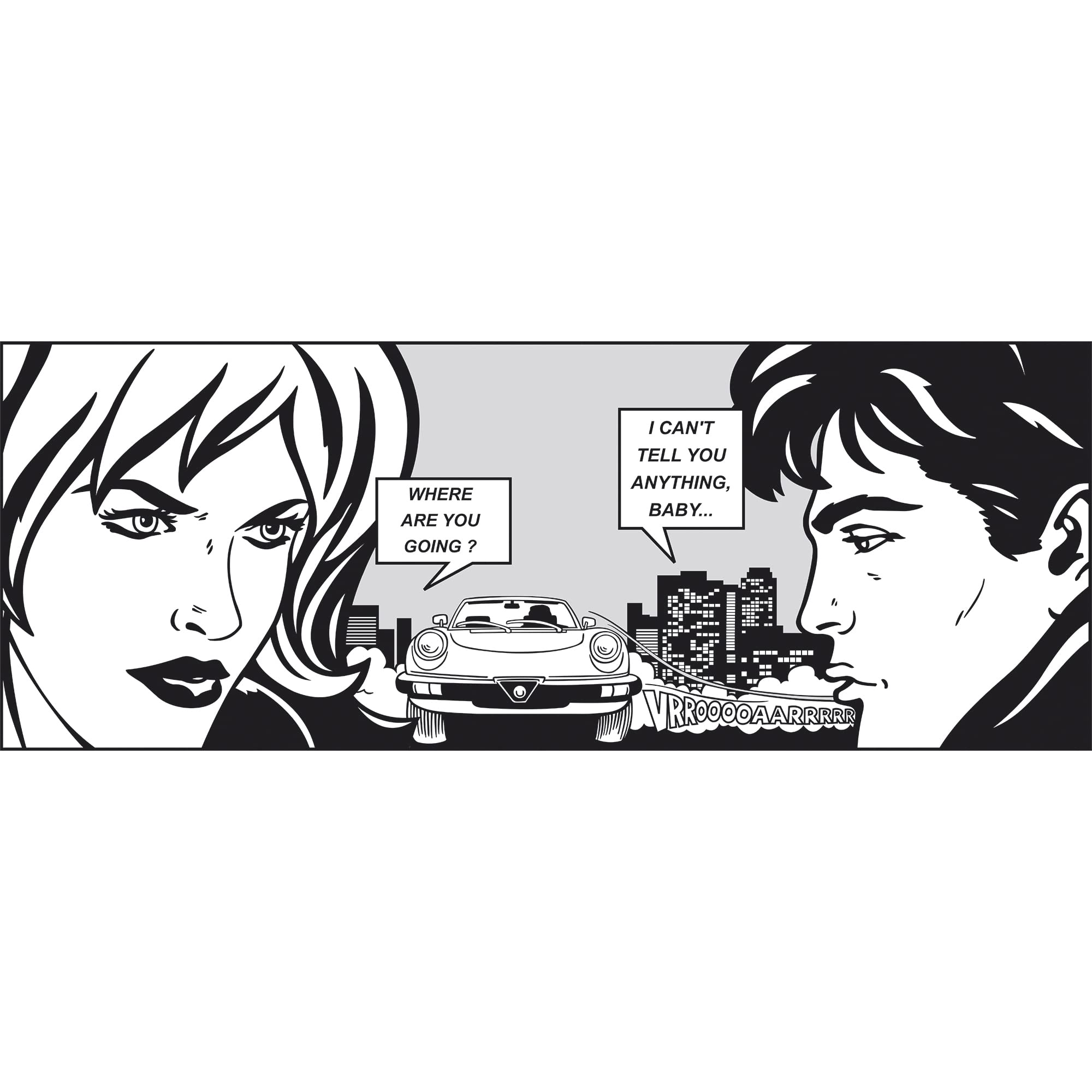 PLAGE 143510 for Headboard Bed Headboard Stickers Stickers Love Story Acrylic Black and White 160 x 0.02 x 59 cm