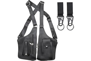 Double Shoulder Armpit Bag for Men,Anti Theft Underarm Wallet with Adjustable Strap,PU Leather Crossbody Holster Bag,Waterpro