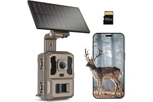 Misstech 4K UHD Solar Trail Camera for Game & Wildlife Monitoring - 0.1s Motion Trigger to Capture Fast Animals, 64MP/4K Clear Night Vision, Map Tag, App Control, IP66 Waterproof, 32GB SD Card