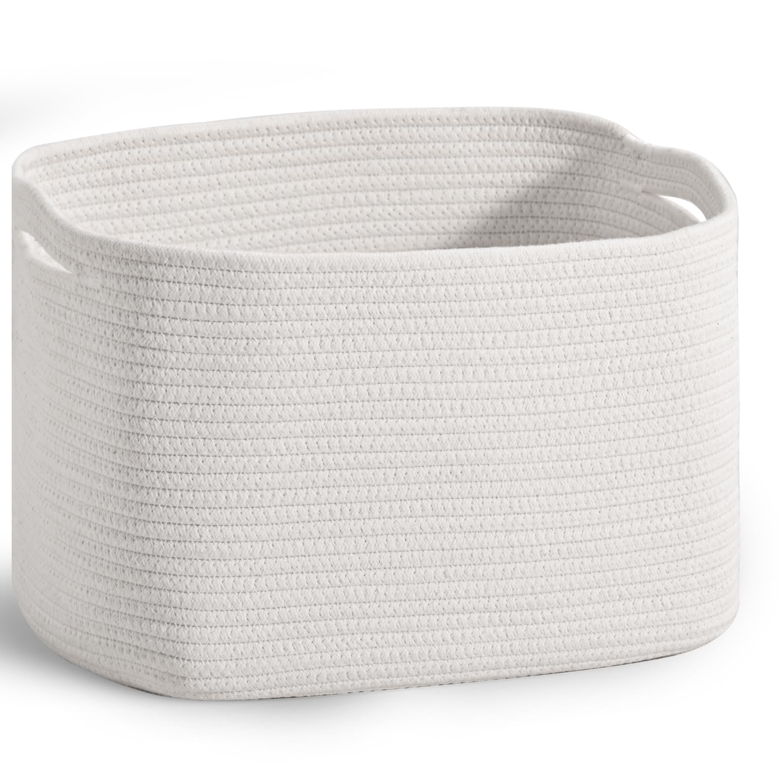 Woven Cotton Rope Storage Basket for Organizing, Cute Decorative Baskets for Gifts Empty, Organizer Bins for Dog Toy, Baby Laundry, 15“×11”×9.5“, Off White