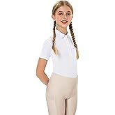 FitsT4 Sports Girls Equestrian Shirt Short Sleeve Horse Riding Polo Shirts Button UP Horseback Show Shirt