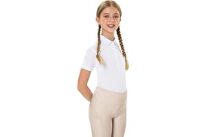 FitsT4 Sports Girls Equestrian Shirt Short Sleeve Horse Riding Polo Shirts Button UP Horseback Show Shirt