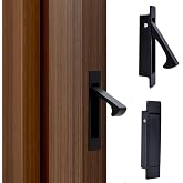 Dontay Pocket Door Handles Edge Pull,Flush Finger Hardware,Matte Black,1 | Stainless Steel 304,Concealed Screw,Fits 1'' Sliding Cabinet Doors,Auto-return,Easy Grip Door from Wall,Recessed Low Profile