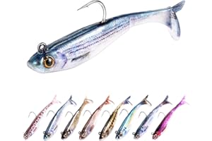 FONMANG 2.5/3.5In Swim Baits for Bass Fishing, Pre-Rigged Jig Heads Soft Plastic Walleye Fishing Lures, Paddle Tail Swimbaits for Bass Fishing, Fishing Bait for Freshwater Saltwater Gifts