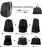 Dewellyoo Lightweight Hiking Backpack Foldable Outdoor Rucksack Black view 6