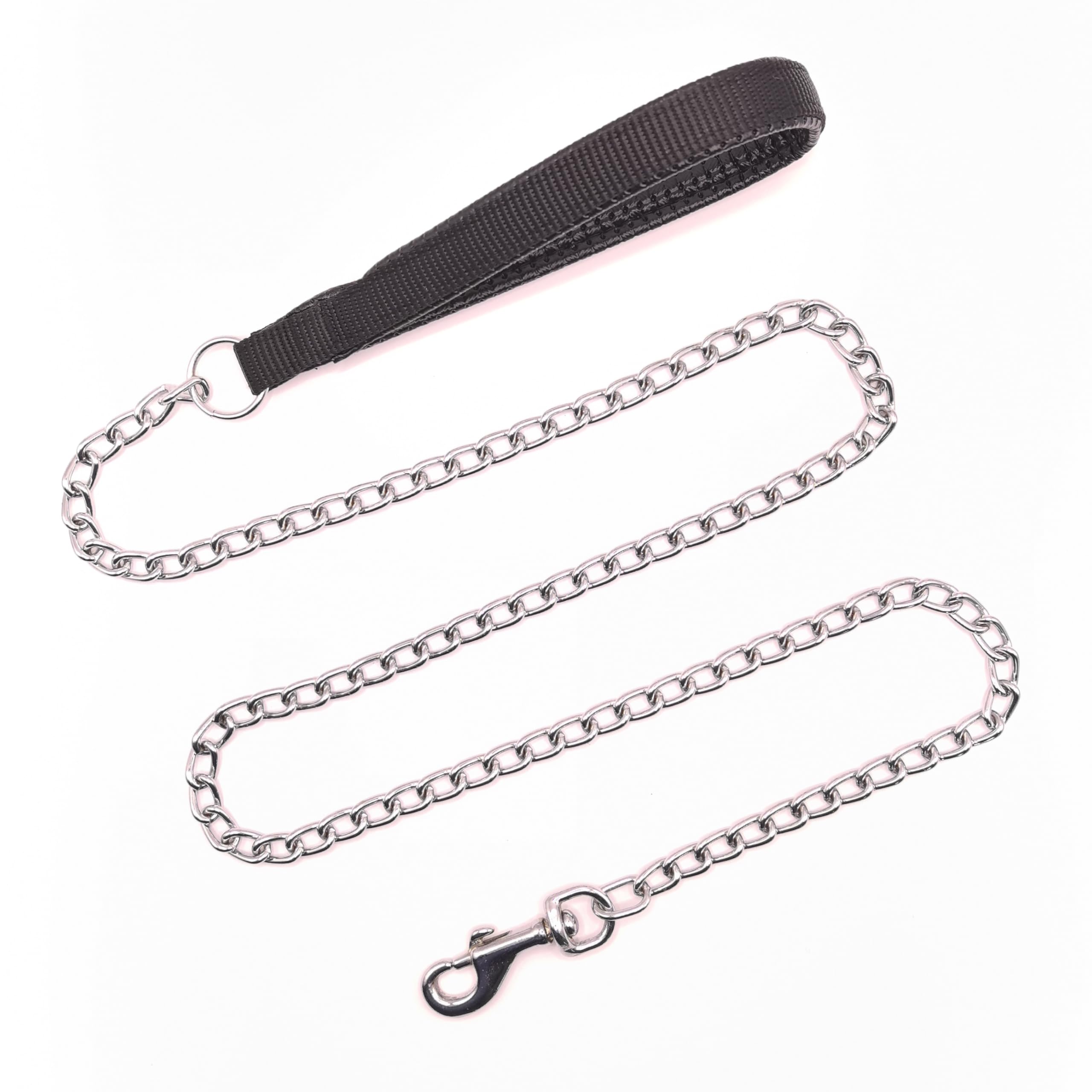 Photo 1 of Chain Leash for Medium Dogs, Heavy Duty Metal Dog Lead Durable Strong Chew Proof Dog Leashes for Small Medium Large Breed Pet Dogs, 2.5mm * 4ft Black Handle