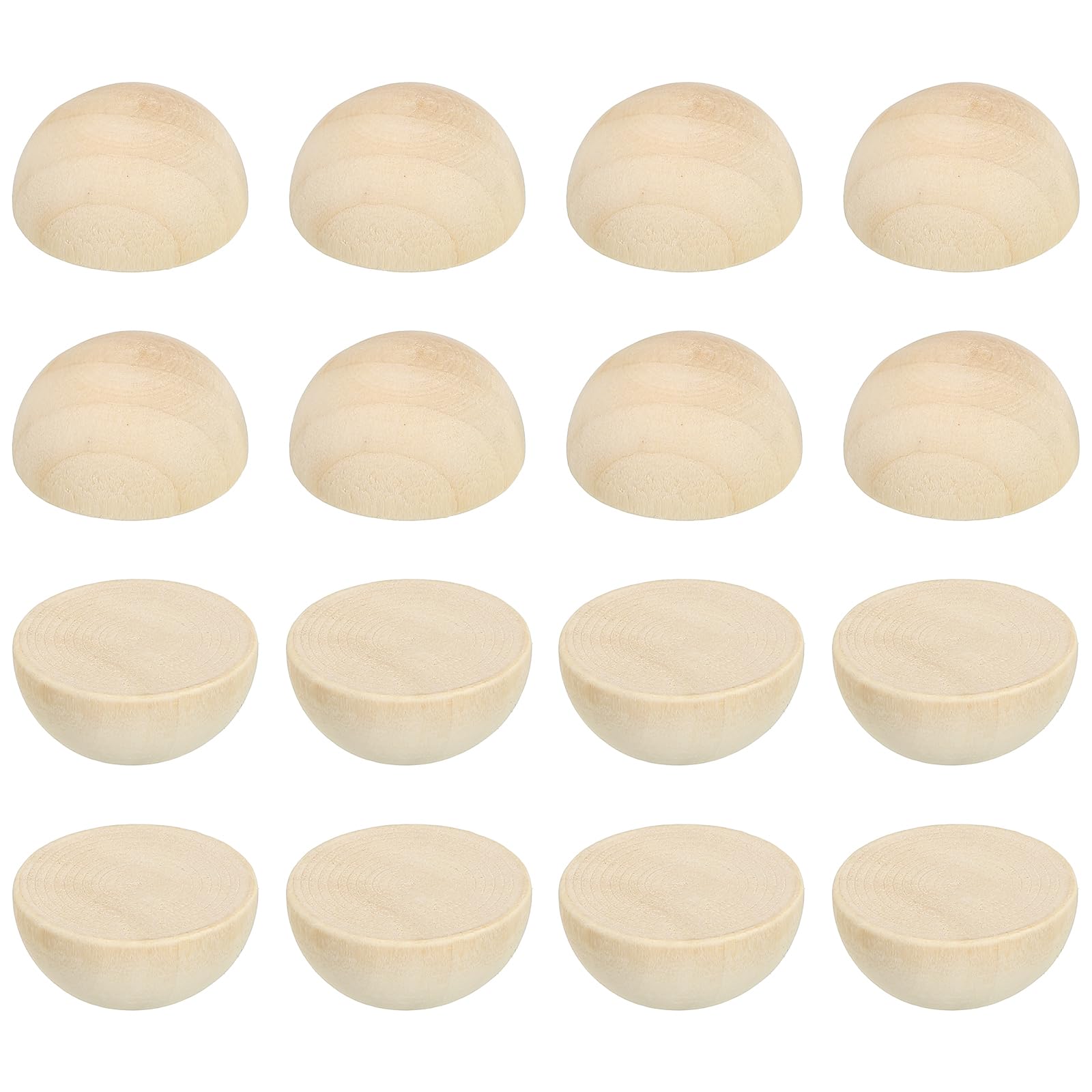 PATIKIL 25mm Half Wood Beads, 200 Pack Unfinished Natural Wooden Beads Round Split Wood Balls for Craft Art Ornaments Painting, Brown