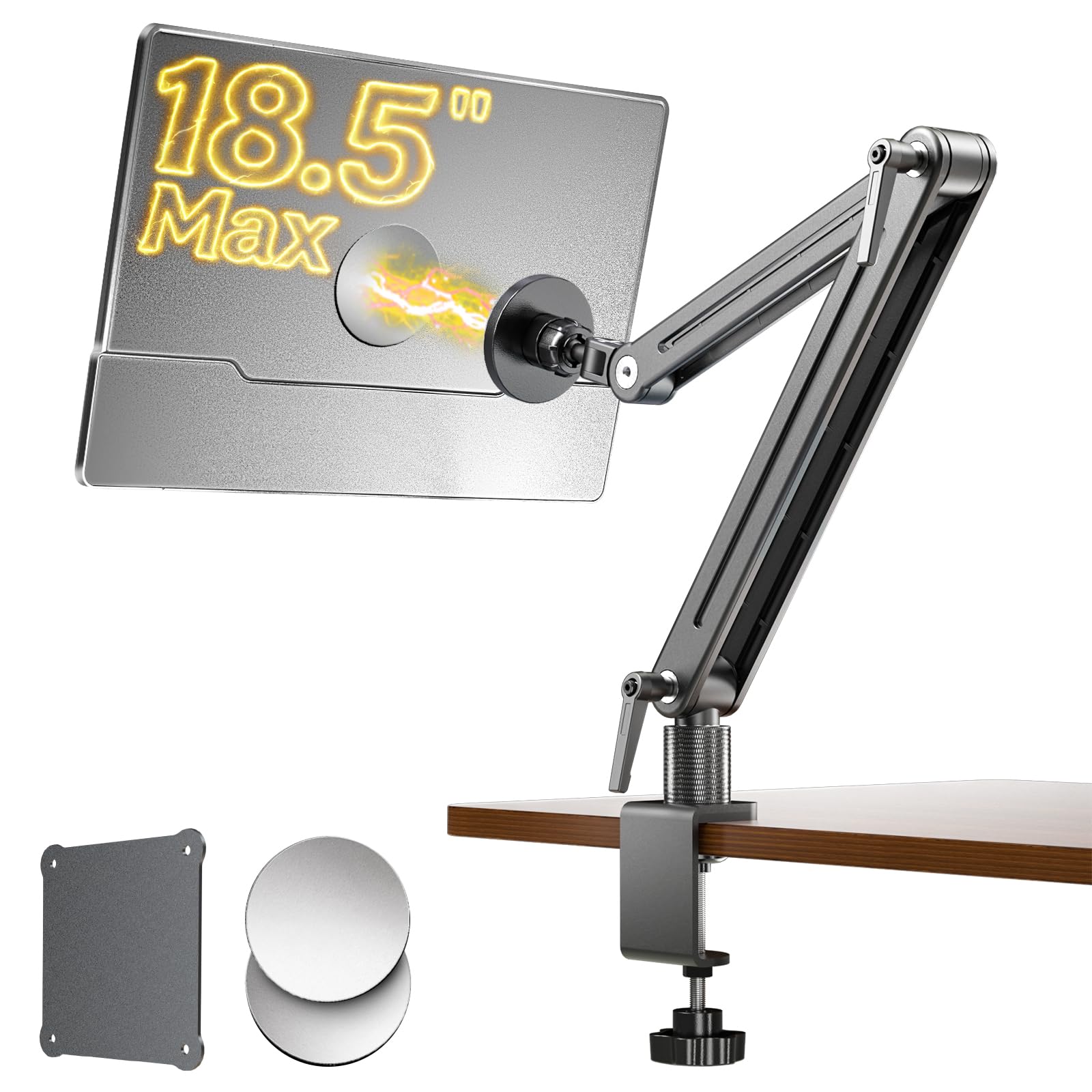 Photo 1 of ***FOR PARTS ONLY / DAMAGED*** Portable Monitor Holder Mount Arm - Strong Magnetic Support up to 12.9 14.6 15.6 18.4 18.5 inch 360° Rotating Base Swivel for iPad Pro/Mini/Air/Surface/Samsung Bearing Over 5lbs