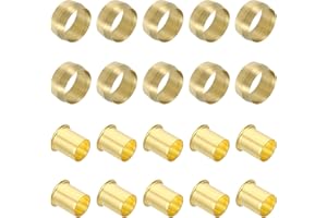 PATIKIL Brass Compression Sleeves Ferrules, 20 Pack, 16mm ID x 16mm OD, Brass, Compression Fitting