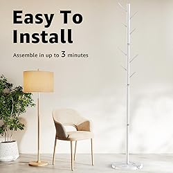 HzTinT Coat Rack with Natural Marble Base, Metal