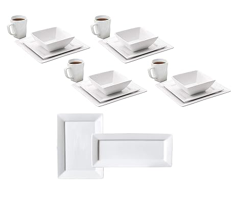 Amazon.com: Better Homes & Gardens - Vajilla cuadrada de 16 ...