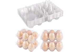 DEALBETA Plastic Clear Egg Carton for 6 Eggs,12Pack Egg Tray Reusable Medium Size Egg Cartons Perfect for Egg Trader Market Farmers Display Farmer Camping Picnic Travel Storage-Holds Medium 6Eggs Securely