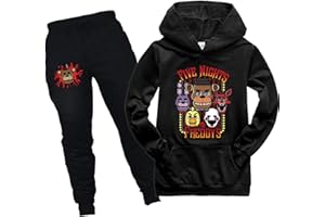 TECKI Youth Hoodie Outfit Five Nights at Freddy's Sweatshirt and Sweatpants Set Casual Sweatshirt 2 Piece for Kids