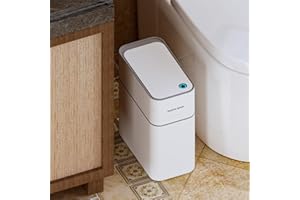 funest Automatic Motion Sensor Bathroom Trash Can with Lid- 3.5 Gallon Touchless Garbage Can for Bathroom, Bedroom, Kitchen, Office,Auto-Adsorption Waterproof Bathroom Trash Can
