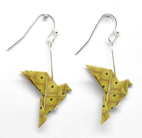 Pendientes De Papel Origami Paloma Moutard The Olla